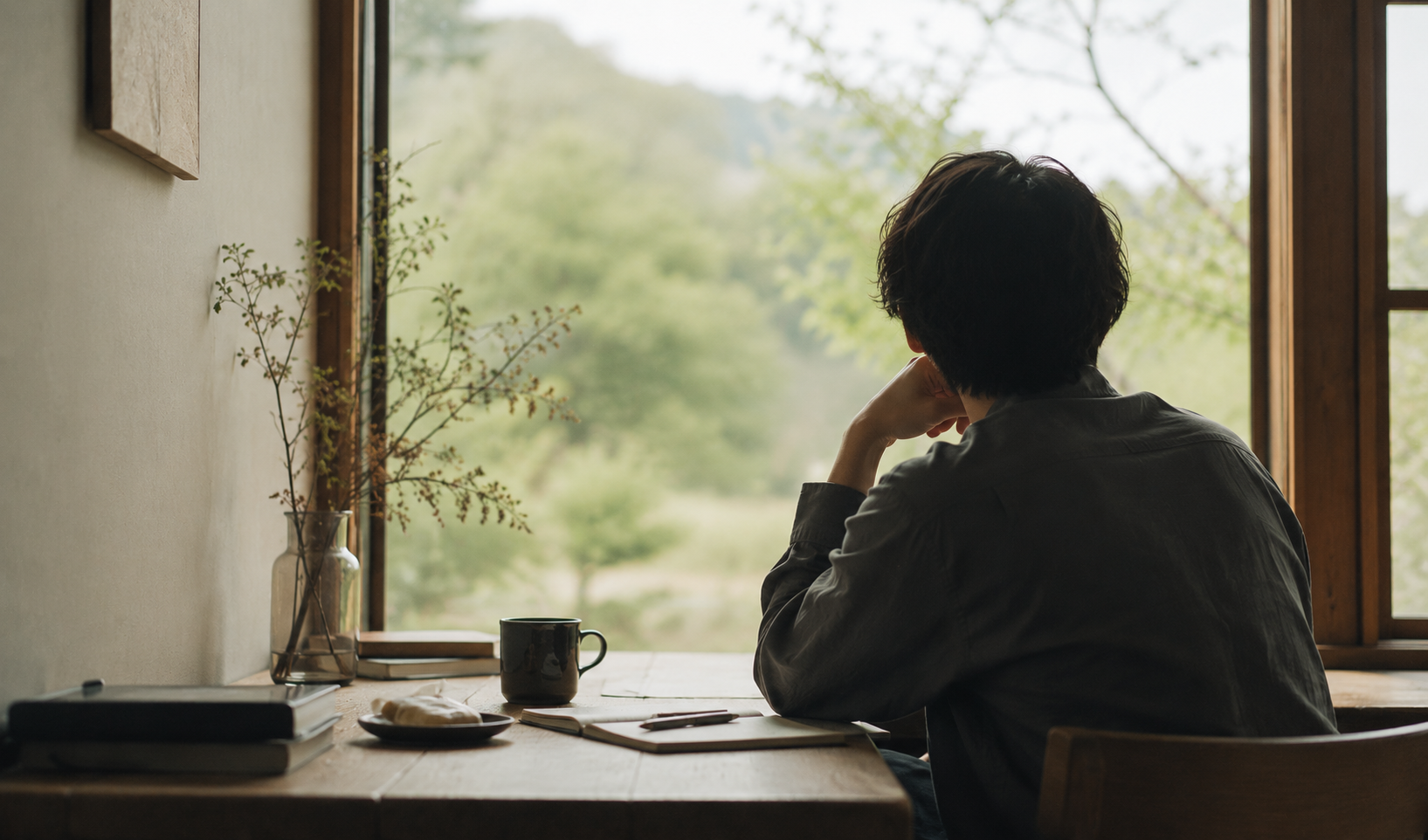 仕事の合間に、静かに考えごとをする時間